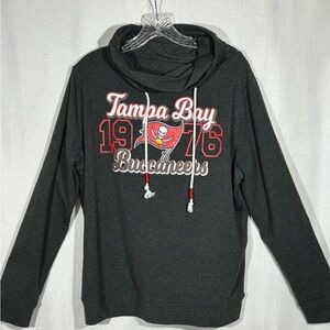 Ladies Tampa Bucs NFL Funnel Neck sweatshirt/ sleepwear Size XL charcoal gray